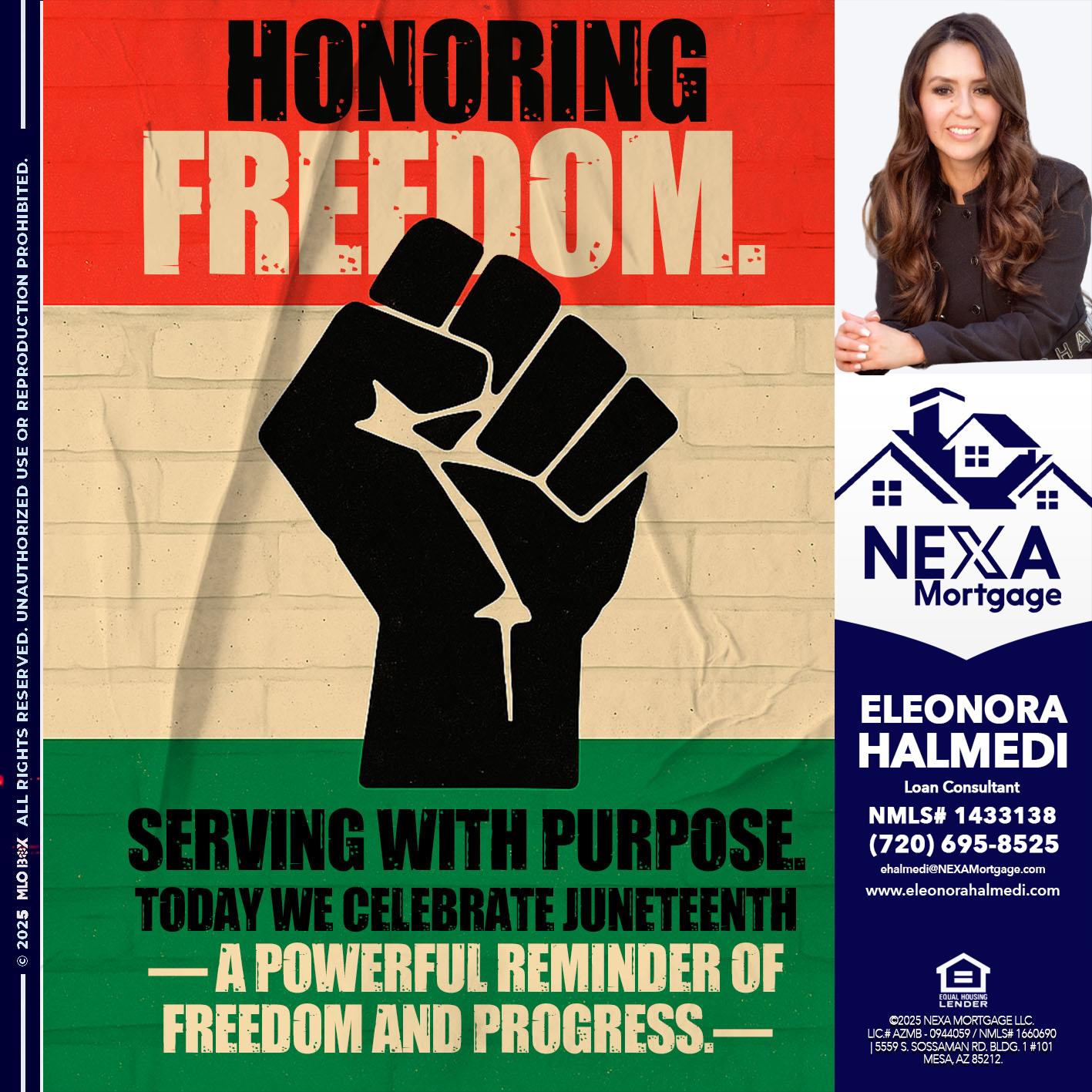 HONORING FREEDOM - Eleonora Halmedi -Mortgage Advisor