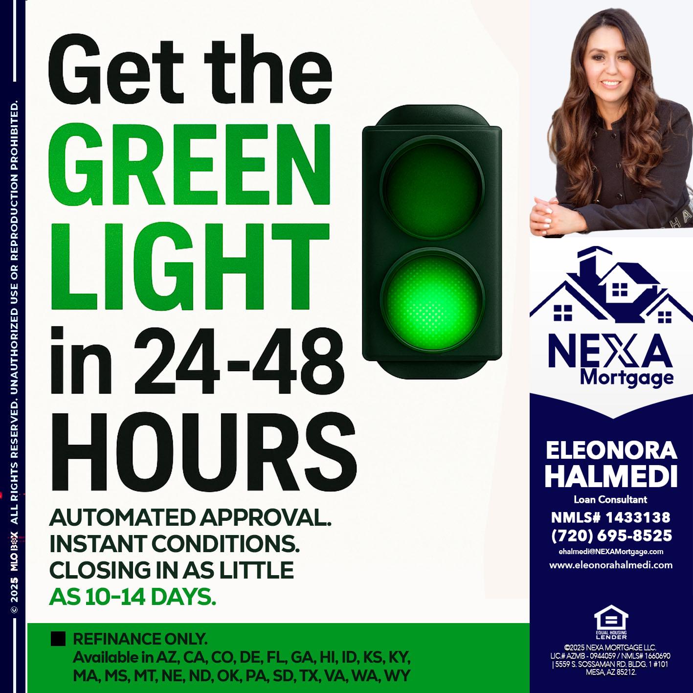 GET THE GREEN LIGHT - Eleonora Halmedi -Mortgage Advisor