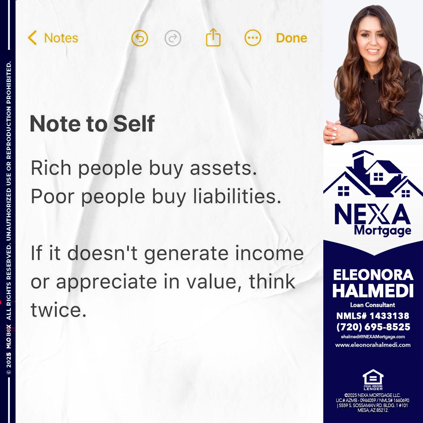 NOTE TO SELF - Eleonora Halmedi -Mortgage Advisor