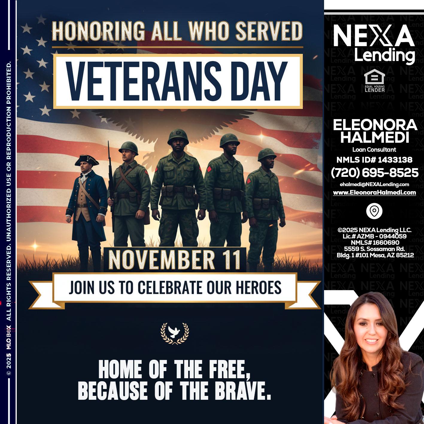 VETERANS DAY - Eleonora Halmedi -Mortgage Advisor