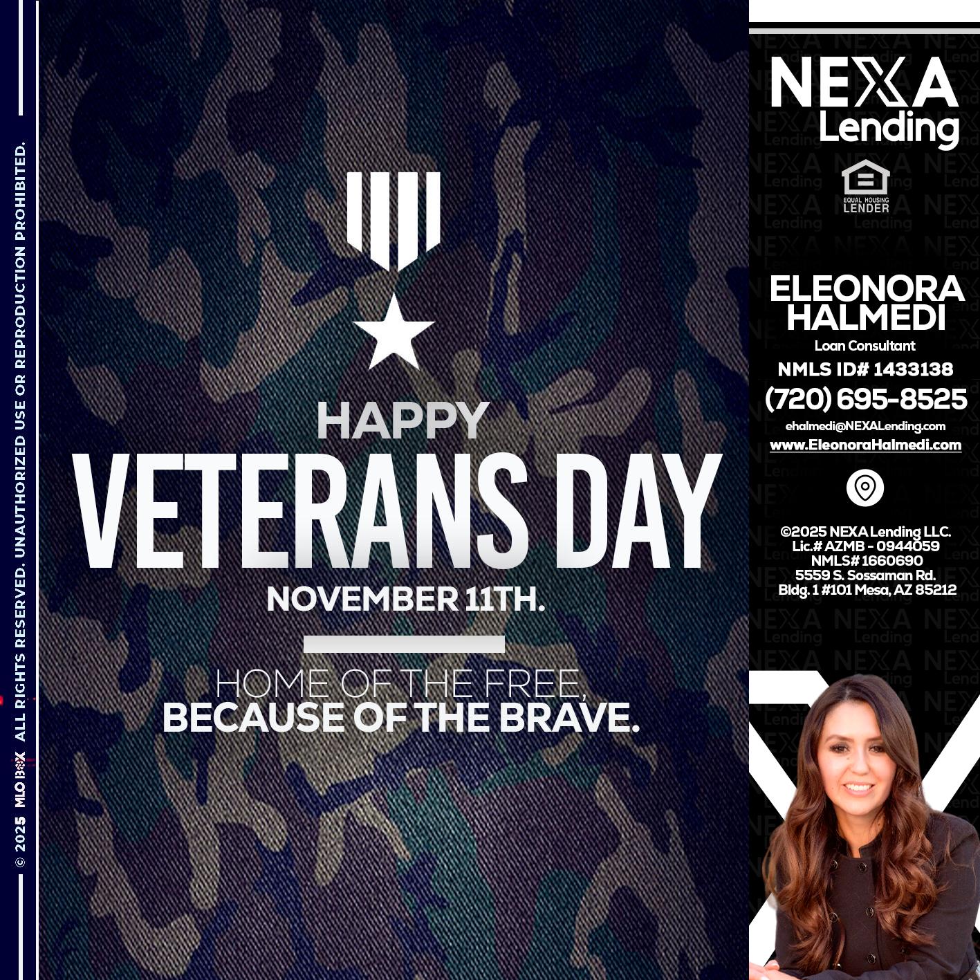 VETERANS DAY - Eleonora Halmedi -Mortgage Advisor