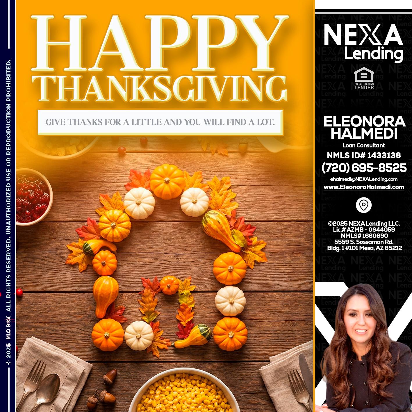 HAPPY THANKSGIVING - Eleonora Halmedi -Mortgage Advisor