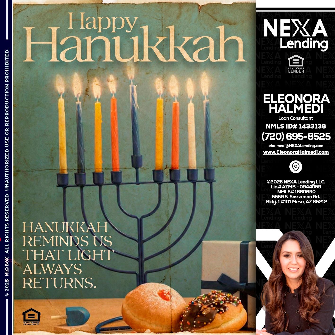 HAPPY HANUKKAH - Eleonora Halmedi -Mortgage Advisor