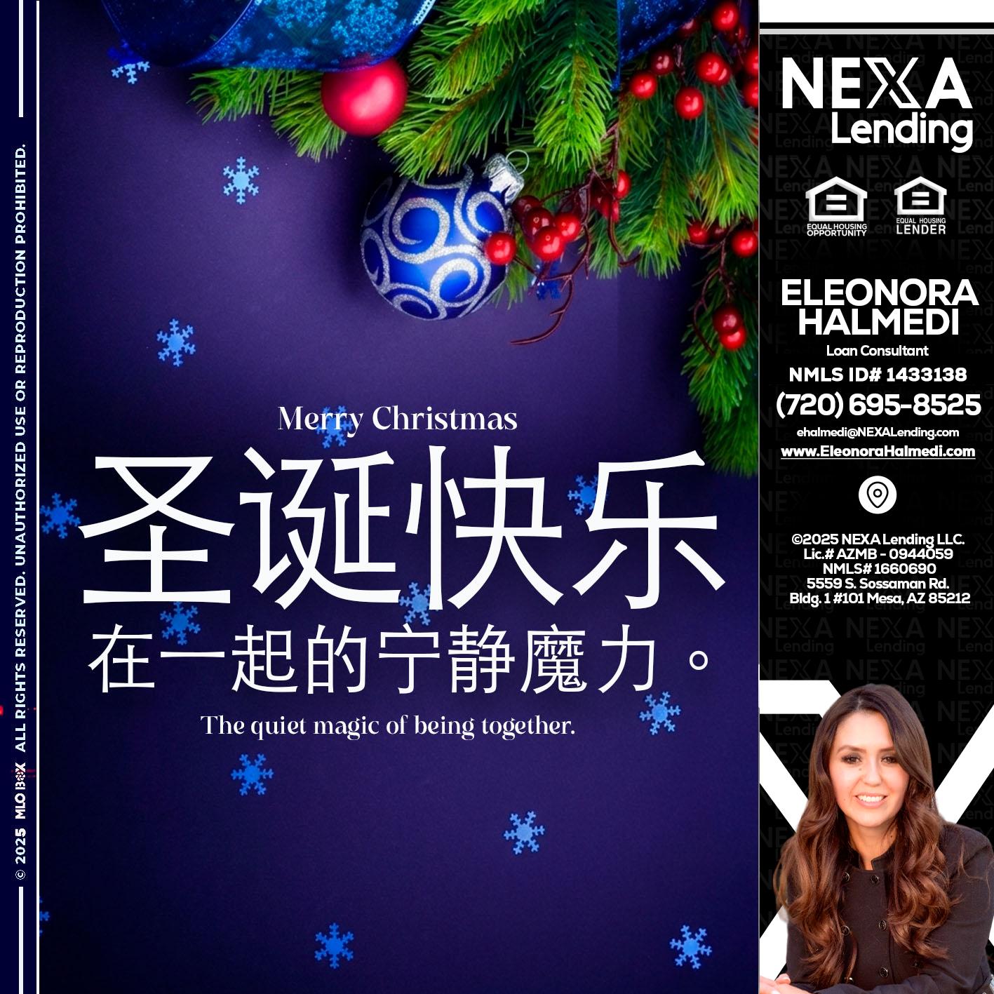 圣诞快乐 在一起的宁静魔力。 - Eleonora Halmedi -Mortgage Advisor