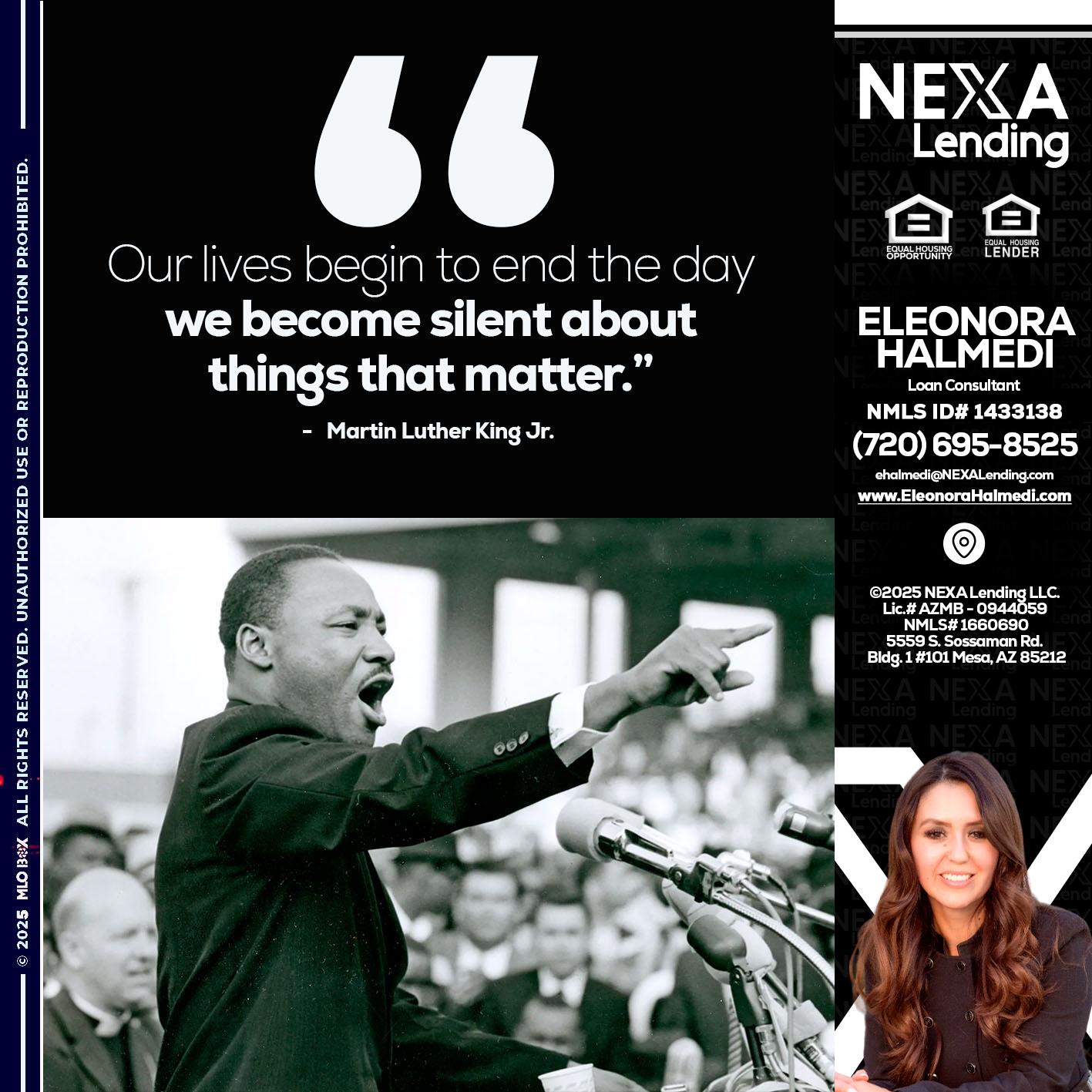 our lives MLK DAY - Eleonora Halmedi -Mortgage Advisor