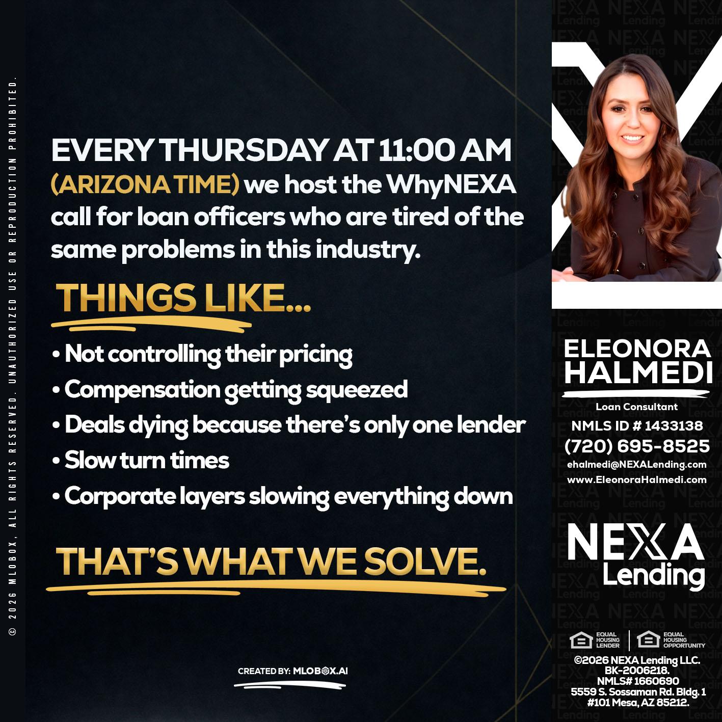 every Thursday - Eleonora Halmedi -Mortgage Advisor