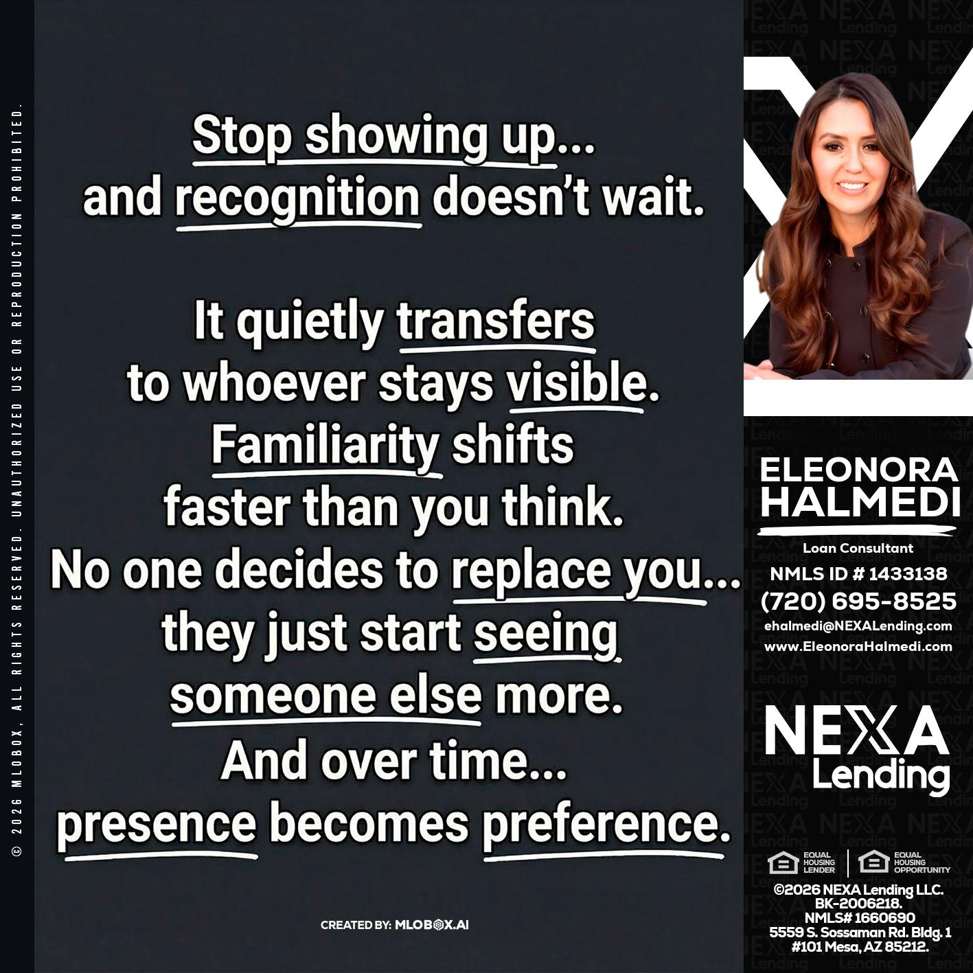 STOP SHOWING - Eleonora Halmedi -Mortgage Advisor